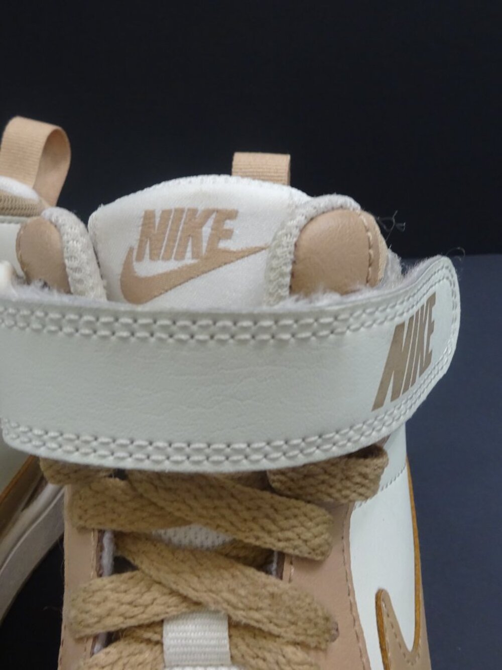 Nike White Tan Court Borough Mid 2 High Top Sneakers - Youth Size 4Y - Picture 8 of 11
